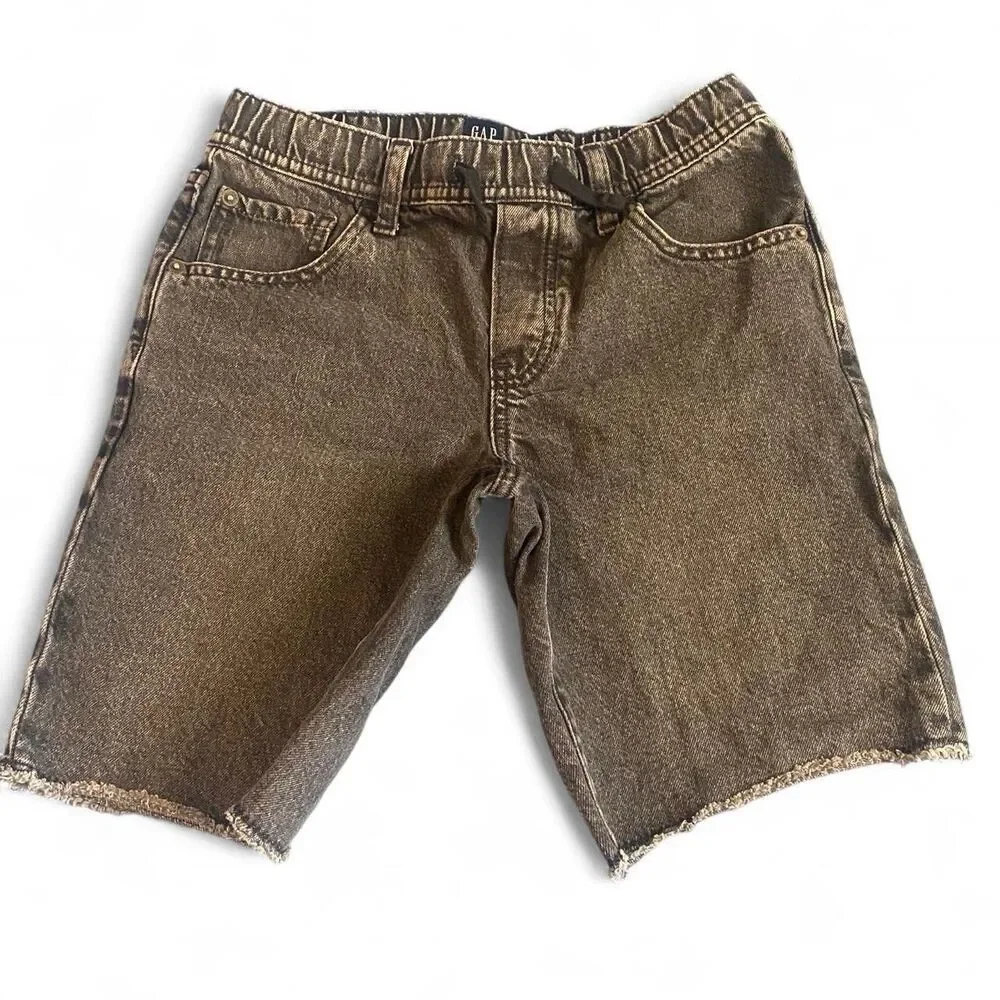 Gap Kids XXL 14-16 Slim Pull-On Denim Shorts Washed Black Adjustable Waist EUC